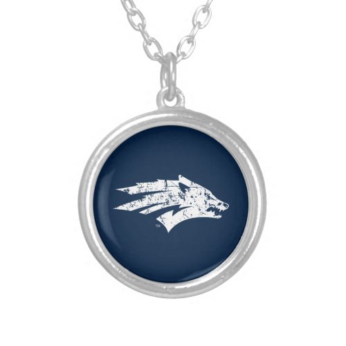 Wolf Logo Distressed Silver Plated Necklace