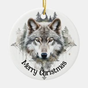 Wolf Logo Wolves Nature Custom Business Card Ceramic Ornament