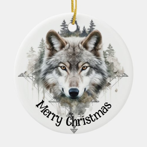 Wolf Logo Wolves Nature Custom Business Card Ceramic Ornament