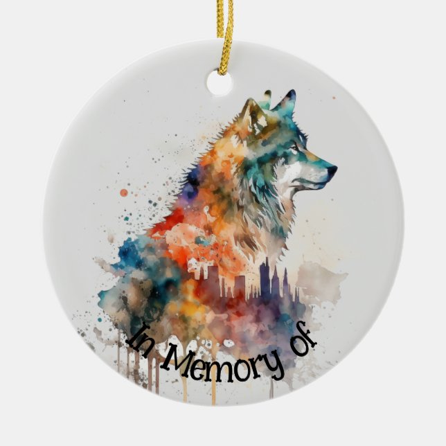 Wolf Logo Wolves Nature Custom Business Card Ceramic Ornament (Front)