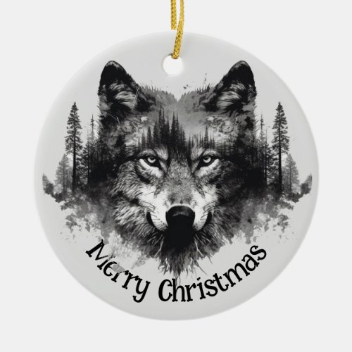 Wolf Logo Wolves Nature Custom Business Card Ceramic Ornament