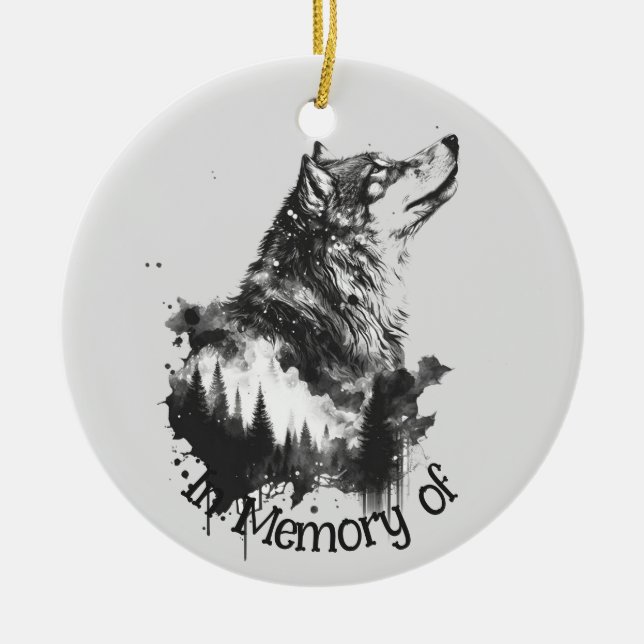 Wolf Logo Wolves Nature Custom Business Card Ceramic Ornament (Front)