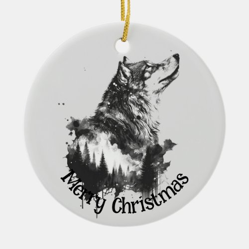 Wolf Logo Wolves Nature Custom Business Card Ceramic Ornament