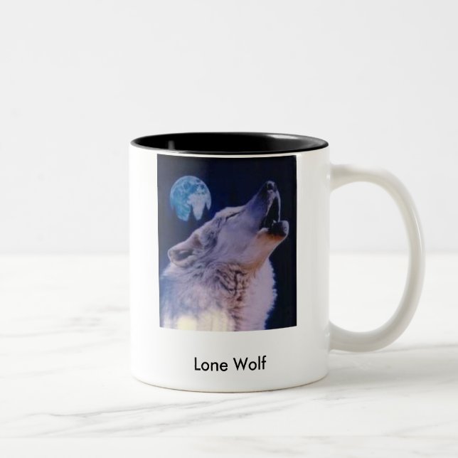 wolf, Lone Wolf Two-Tone Coffee Mug (Right)