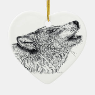 Wolf Love Ceramic Ornament
