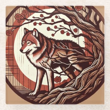 Wolf Lovers Artwork Nature Love Wolves             Glass Coaster by ellesgreetings at Zazzle