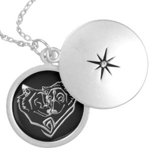 Wolf Lovers Silver Plated Round Locket Necklace