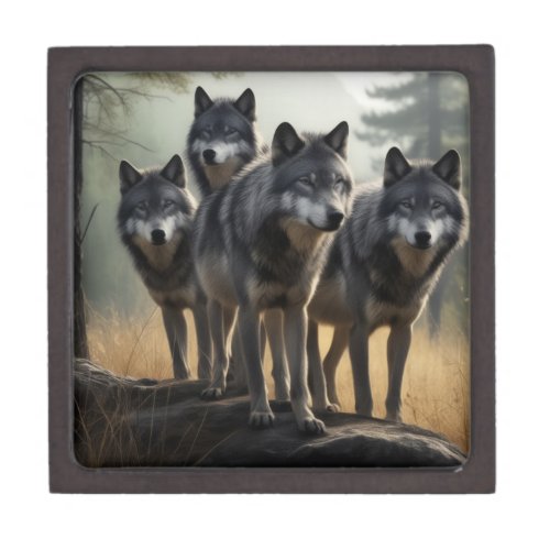 Wolf Magnetic Wooden Gift Box