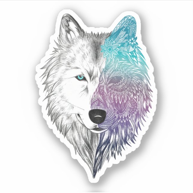 Wolf Mandala For Wolf Lover Wolf Love Sticker (Front)