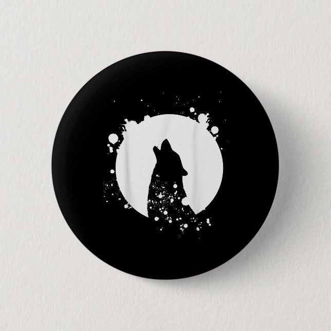 Wolf Men Silhouette Animal Motif Environmental Button (Front)