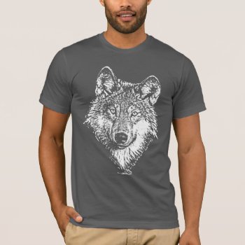 Wolf Monochrome T-shirt by zarenmusic at Zazzle