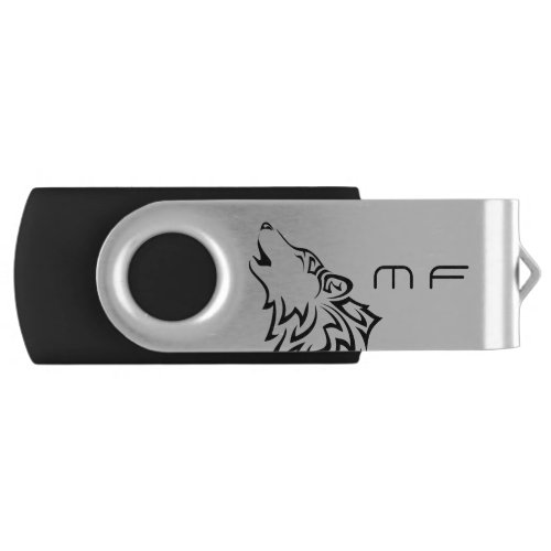 Wolf Monogram Initials USB Flash Drive
