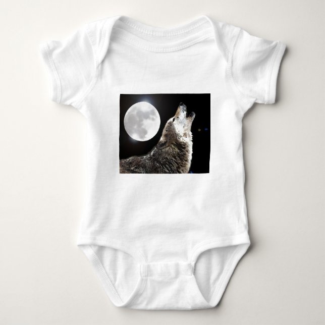 Wolf & Moon Baby Bodysuit (Front)