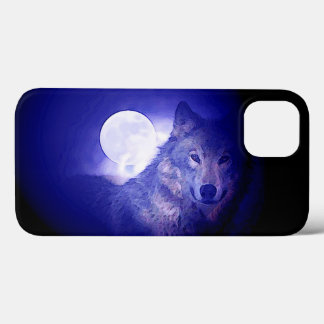 Wolf, Moon & Blue Night iPhone 13 Case