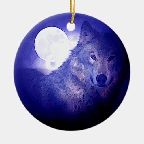 Wolf Moon  Blue Night Ornament