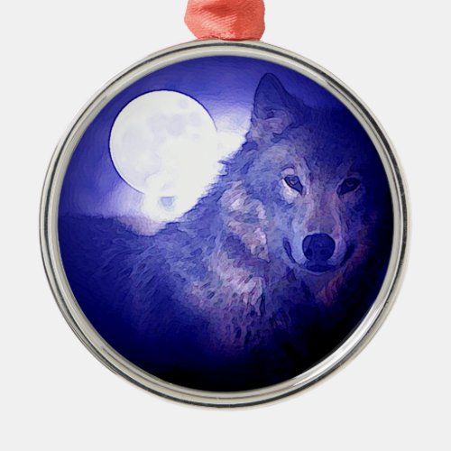 Wolf Moon  Blue Night Ornament