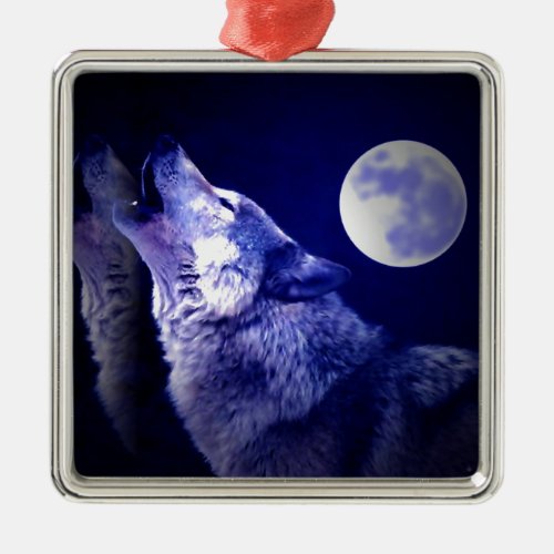 Wolf Moon  Blue Night Ornaments