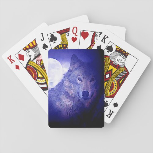 Wolf Moon  Blue Night Poker Cards