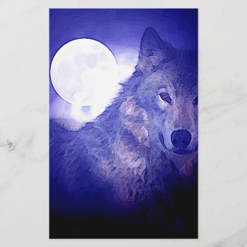 Wolf Moon  Blue Night Stationery