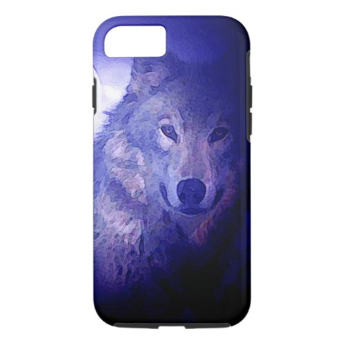 Wolf Moon  Blue Night Tough iPhone 7 Case