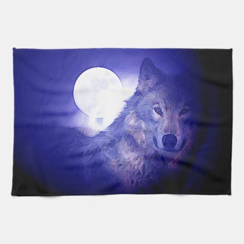 Wolf Moon  Blue Night Towel