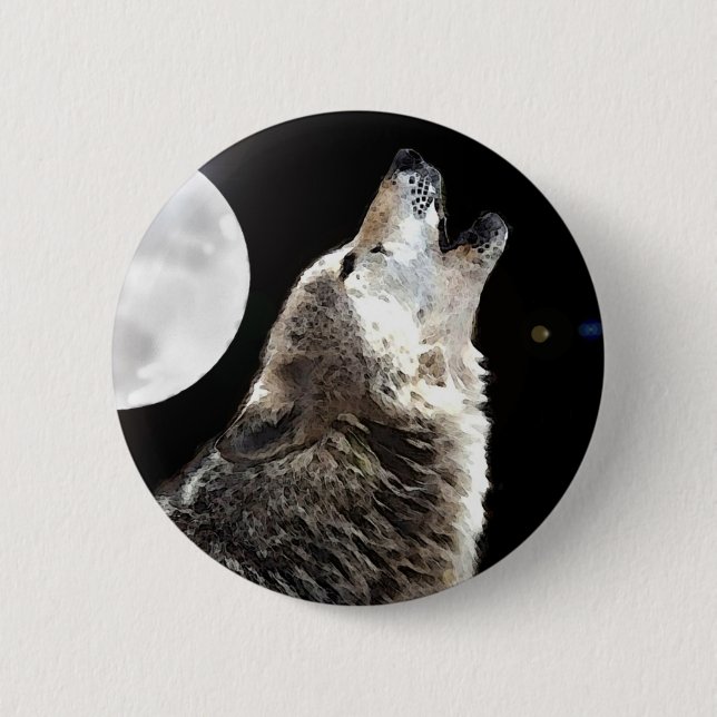 Wolf & Moon Button (Front)