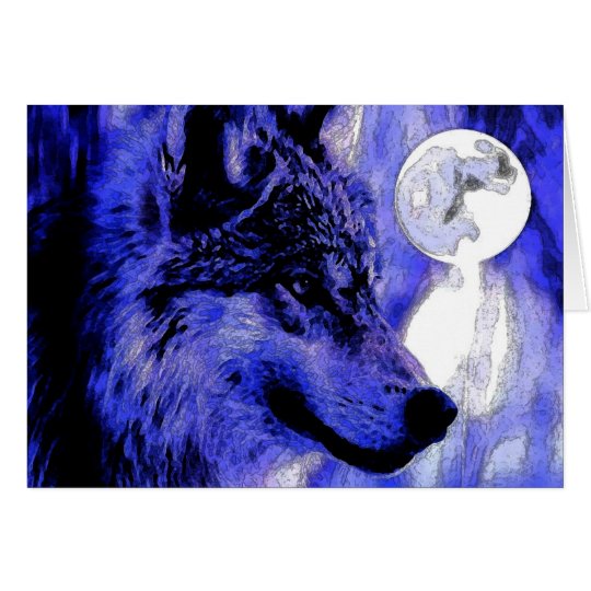 Wolf & Moon Card