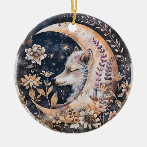 Wolf Moon  Ceramic Ornament