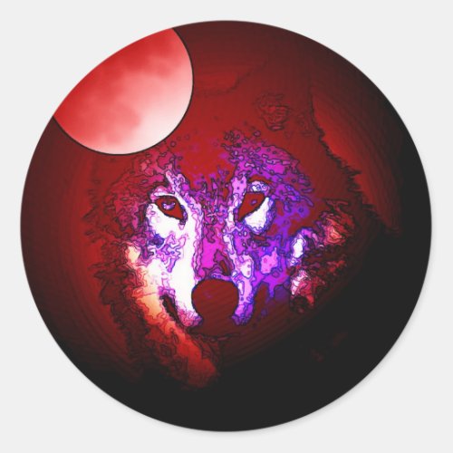 Wolf  Moon Classic Round Sticker