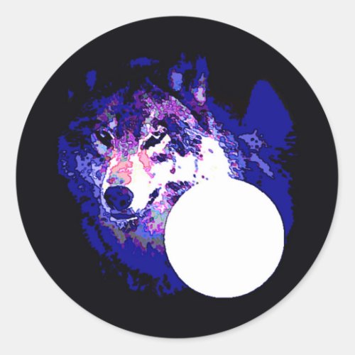 Wolf  Moon Classic Round Sticker