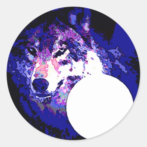 Wolf  Moon Classic Round Sticker