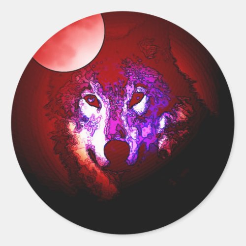 Wolf  Moon Classic Round Sticker