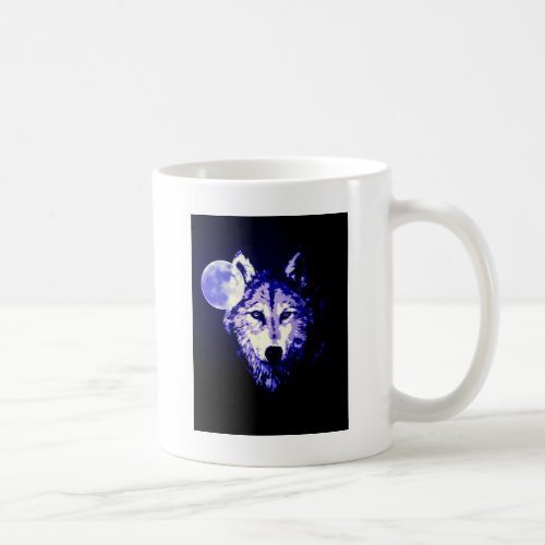 Wolf  Moon Dark Blue Night Collage Coffee Mug