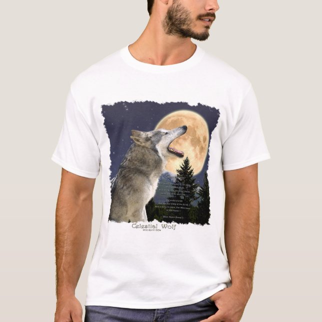 WOLF, Moon, Forest & Poem T-Shirt (Front)