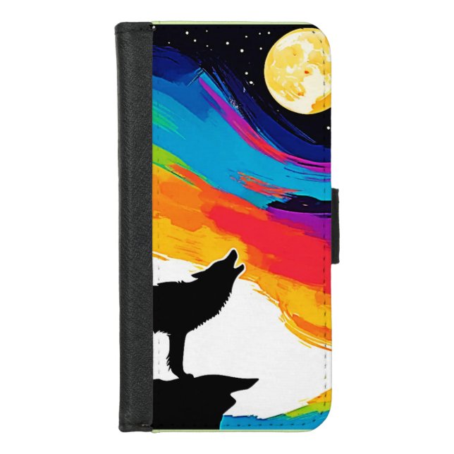 Wolf Moon Howl Art iPhone Wallet Case (Front)