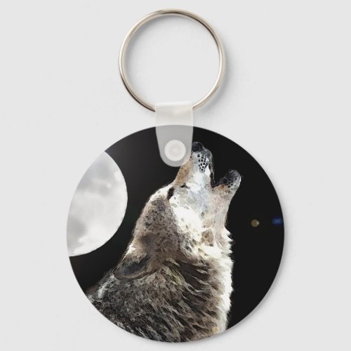 Wolf  Moon Keychain