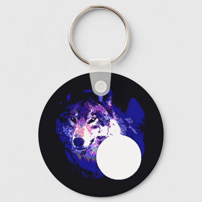 Wolf & Moon Keychain (Front)