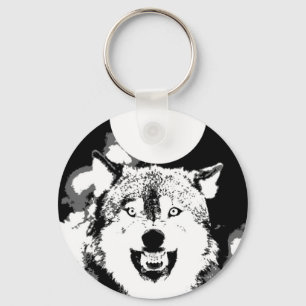 Wolf & Moon Keychain