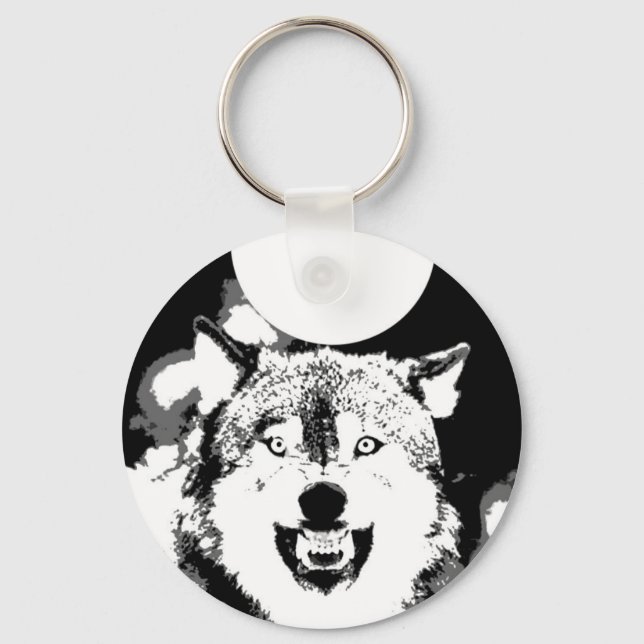 Wolf & Moon Keychain (Front)