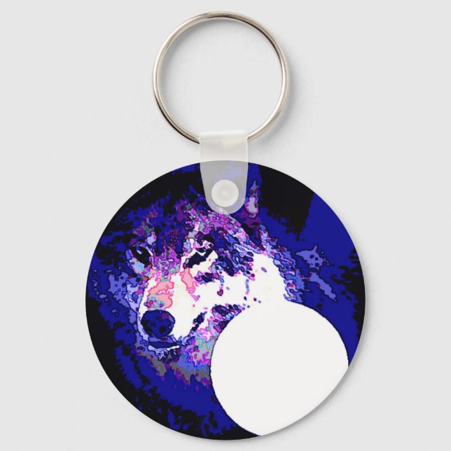 Wolf & Moon Keychain (Front)