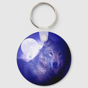 Wolf & Moon Keychain