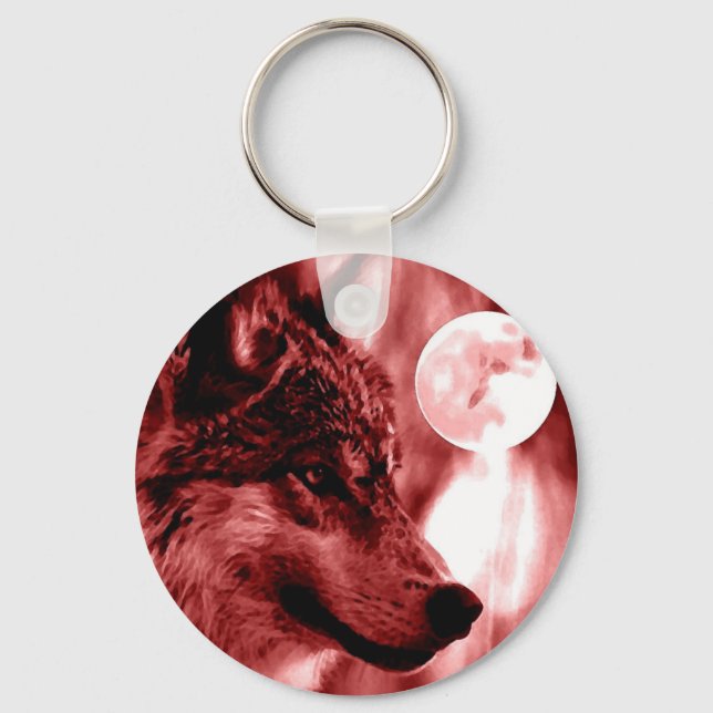 Wolf & Moon Keychain (Front)