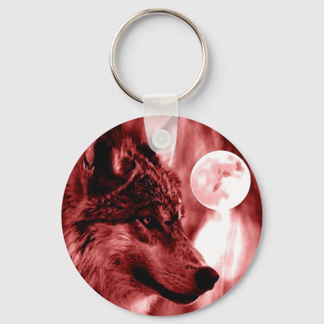 Wolf & Moon Keychain (Front)