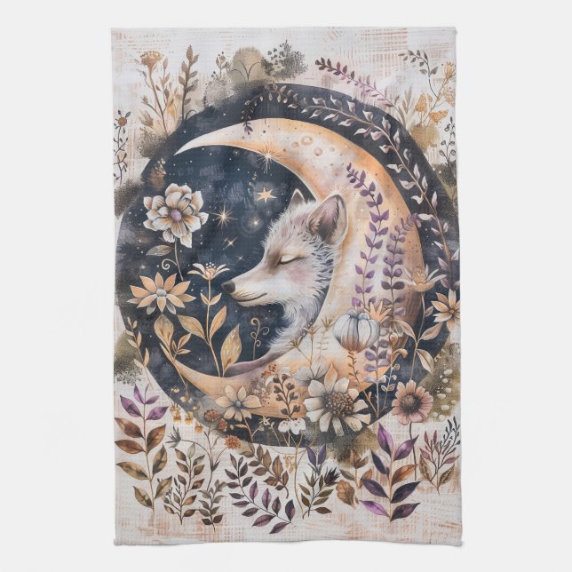 Wolf Moon Kitchen Towel (Vertical)