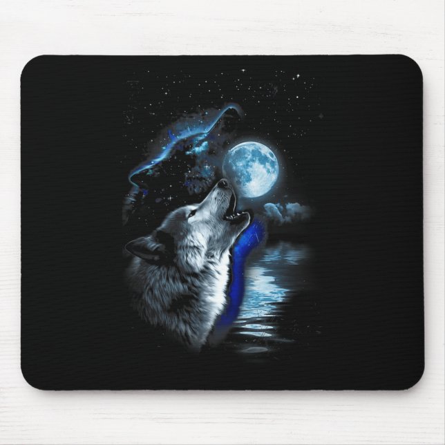Wolf Moon Lake Wolf Howling Full Moon Wolf Graphic Mouse Pad (Front)