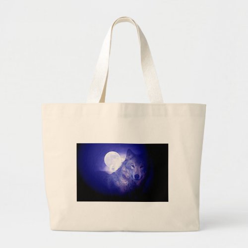 Wolf  Moon Large Tote Bag