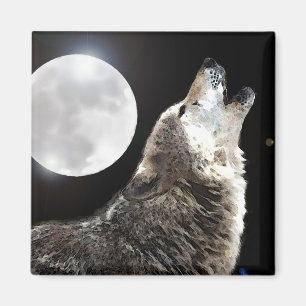 Wolf & Moon Magnet