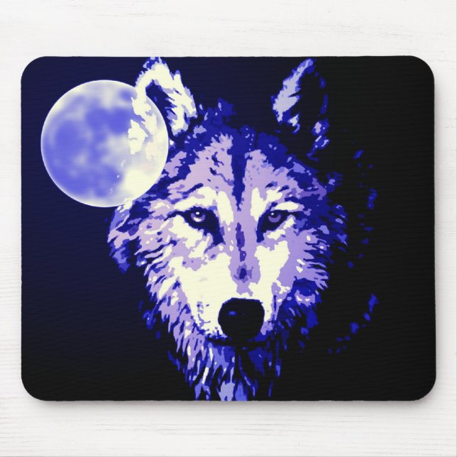Wolf & Moon Mouse Pad (Front)