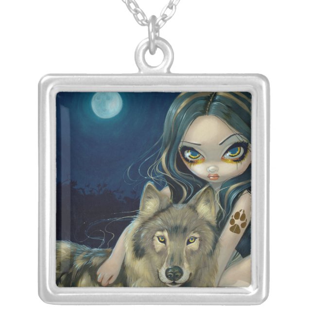 Wolf Moon NECKLACE gothic fairy wolves (Front)