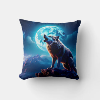 WOLF MOON NIGHT THROW PILLOW